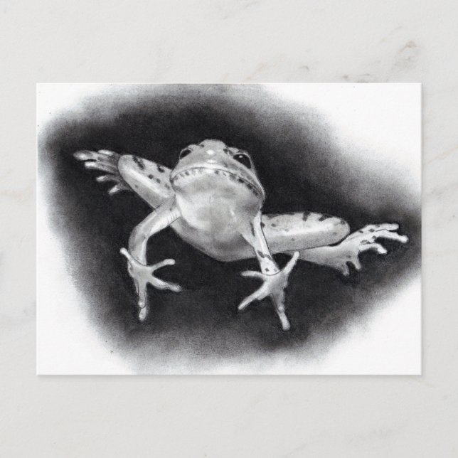 SAVE THE DATE: JUMPING FOR JOY: FROG IN PENCIL ANKÜNDIGUNGSPOSTKARTE (Vorderseite)