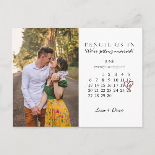 Save the Date Juni 2021 Monatskalender Rosa Herz Postkarte