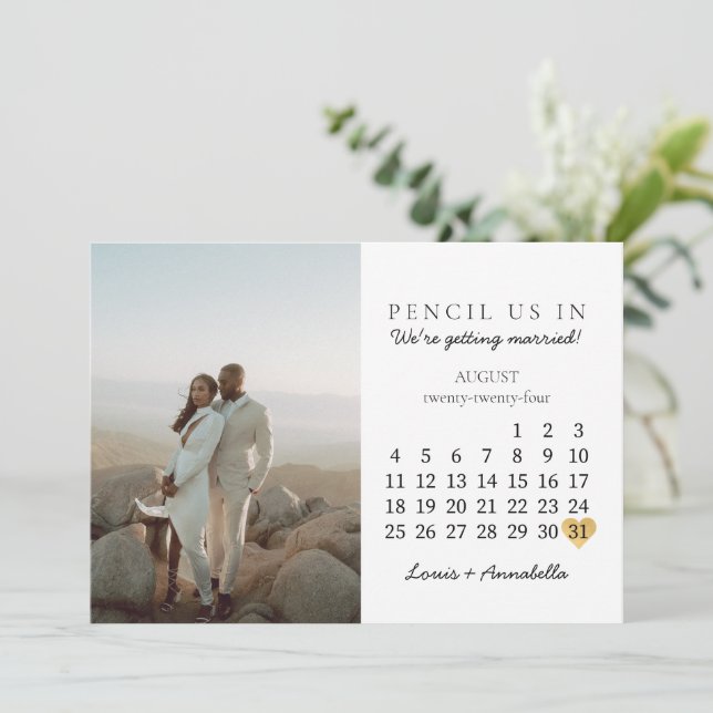Save the Date Kalender August 2024 Monat Postkarte (Stehend Vorderseite)