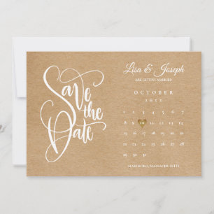 Save the Date Kalender Gold Herz Rustikale Kraft