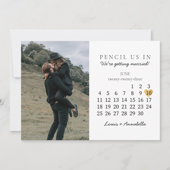 Save the Date Kalender Gold Herzstück Juni 2023 Mo Einladung (Vorderseite)