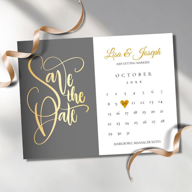 Save the Date Kalender Gold Liebe Herz Einladung (Von Creator hochgeladen)
