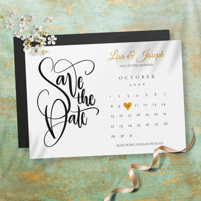 Save the Date Kalender Gold Liebe Herz Magneteinladung (Von Creator hochgeladen)