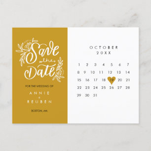 Save the Date Kalender Gold Liebe Herzstück Postka Ankündigungspostkarte