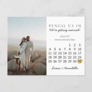 Save the Date Kalender Herz August 2024 Monat Postkarte