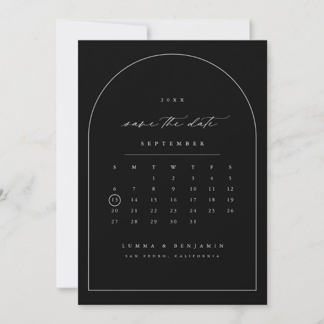 Save the Date Kalender Minimale Arch Foto-Karte (Vorderseite)