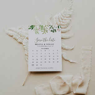 Save the Date Kalender mit Minimalistischem grünen