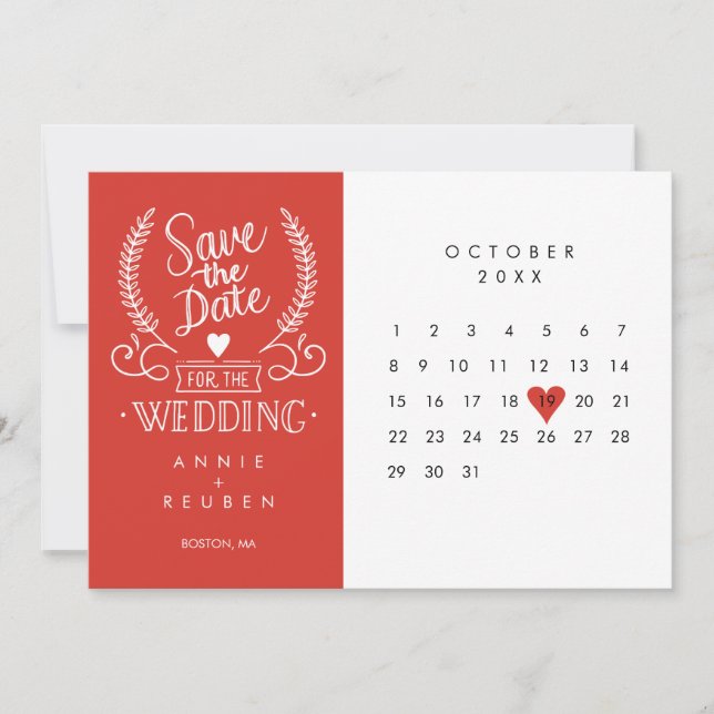 Save the Date Kalender Rote Liebe Herz (Vorderseite)