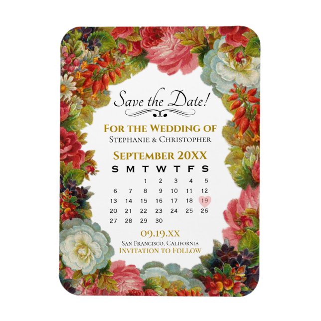 Save the Date Kalender Rustikale Herbstblumenhochz Magnet (Vertikal)