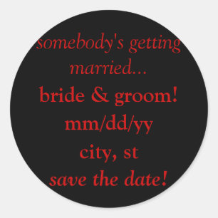 Save the Date Kalenderaufkleber (Hochzeit) Runder Aufkleber