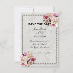 Save the Date Karte aus weißem Lilienflor