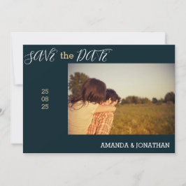 Save the Date-Karte des Fotos Navy Blue und White Einladung