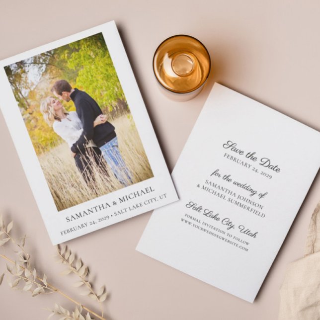 Save the Date-Karte des Fotos Schwarz/Weiß Einladung (Von Creator hochgeladen)