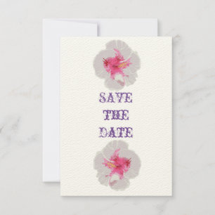 Save the Date Karte des weißen Hibiskus