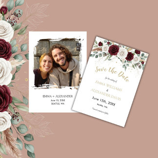 Save the Date-Karte für das blütenfarbene Foto Date