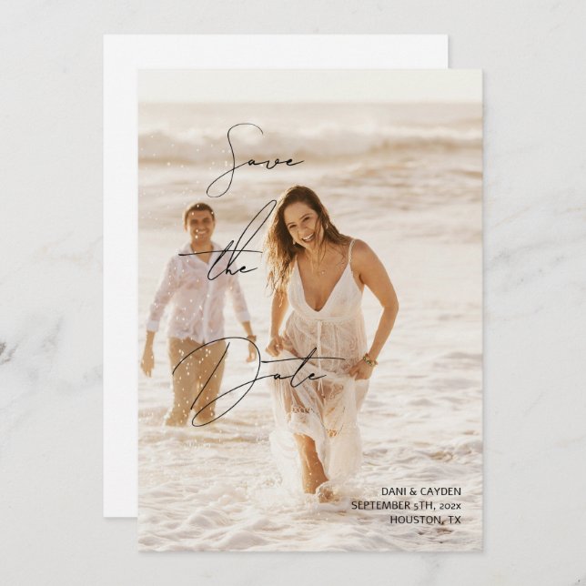 Save the Date-Karte für lässig-Chic-Handschrift Einladung (Vorne/Hinten)