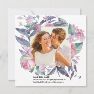 Save the Date-Karte für lila rosa Foto Date