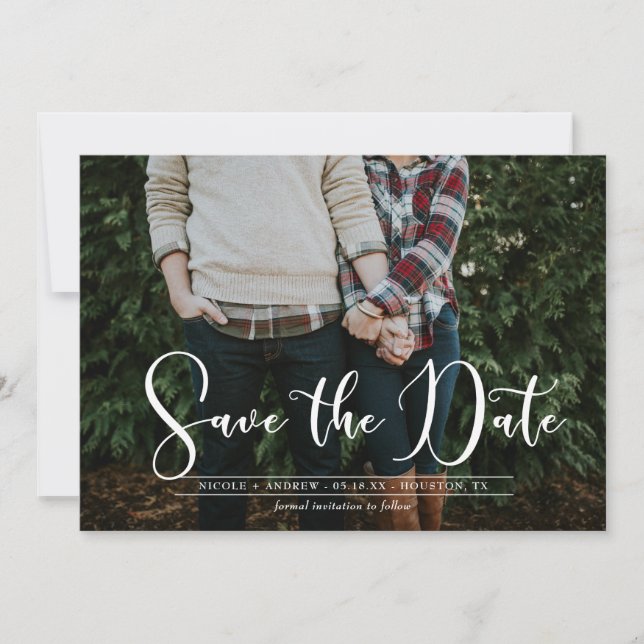 Save the Date-Karte für Zickzack Foto mit weißem S Save The Date (Vorderseite)