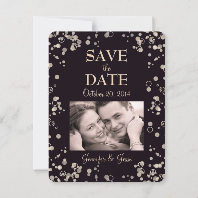 Save the Date Karte mit Bild - Champagnerblase (Vorderseite)