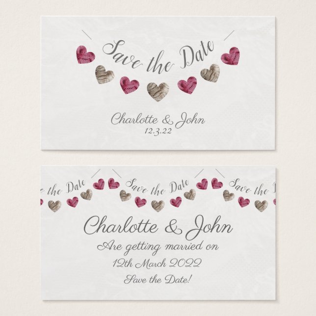 Save the Date Karte mit Rosa und Creme (Vorne & Hinten)