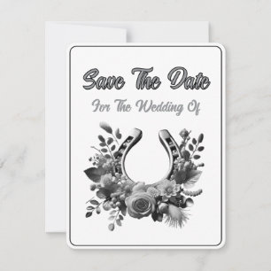 Save the Date Karte Monochrome Hufeisen