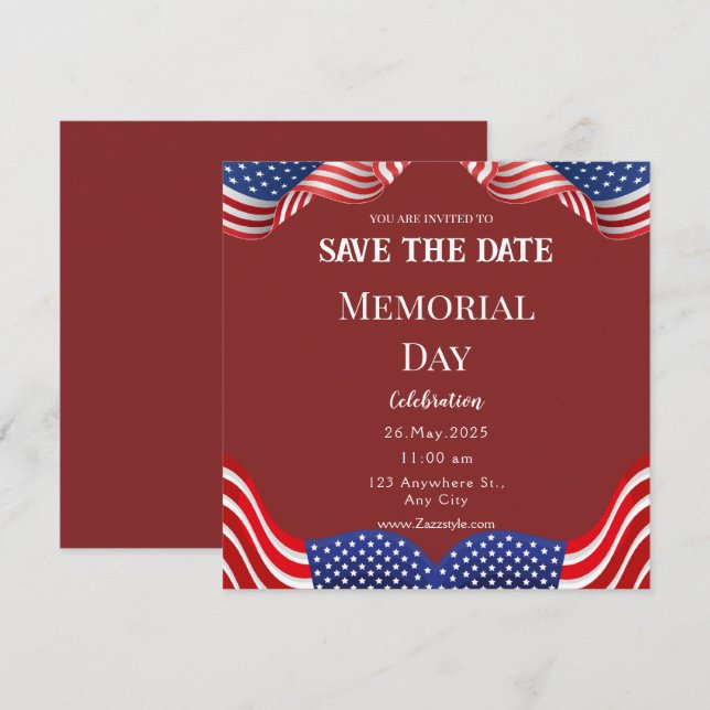 Save the Date Karte zum Roten Weißen Gedenktag (Vorne/Hinten)