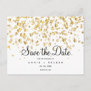 Save-the-Date-Karten mit goldenen Sternen Postkarte