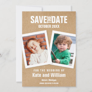 Save the Date Kinder Fotos Boho Rustic Einladung