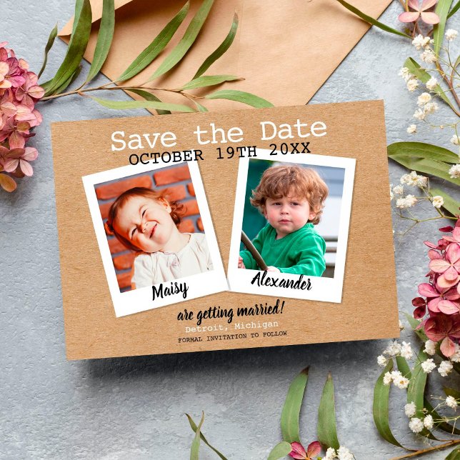 Save the Date Kinder Fotos Spaß Rustic Boho Einladung (Von Creator hochgeladen)