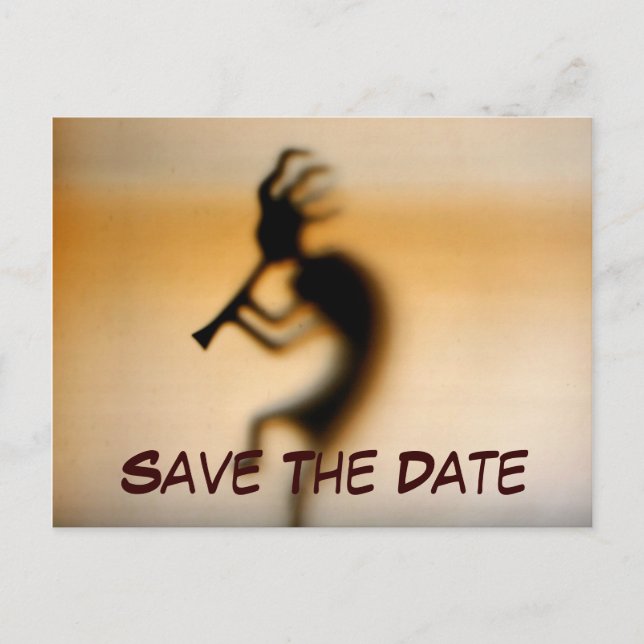 Save the Date Kokopelli Foto Postkarte (Vorderseite)