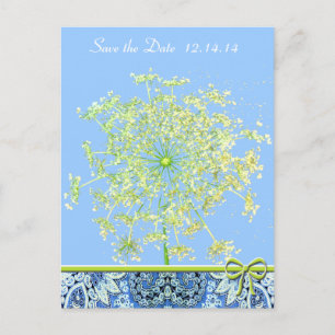 Save the Date Königin Anne's Lace Lapis Blue Green Ankündigungspostkarte