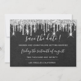 Save the Date Kraft Silver Grau Tropfen Graphite