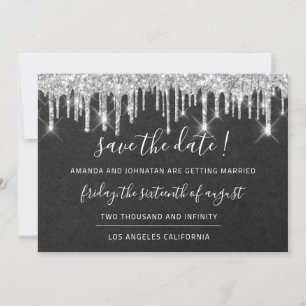 Save the Date Kraft Silver Grau Tropfen Graphite
