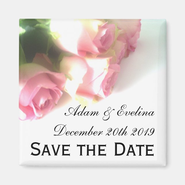 Save the Date Kühlschrankmagnete | Rosa Blume Magnet (Vorne)