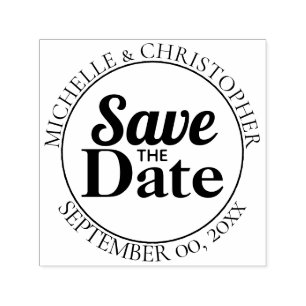 Save the Date kühne, moderne, runde Schriftart Permastempel