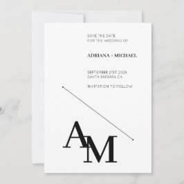 Save the Date kühne Typografie Black auf Weiß Einladung