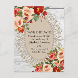 Save the Date Land Rustikales Weißholz Postkarte