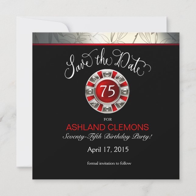 Save the Date Las Vegas Art Deco | Silberschwarz (Vorderseite)