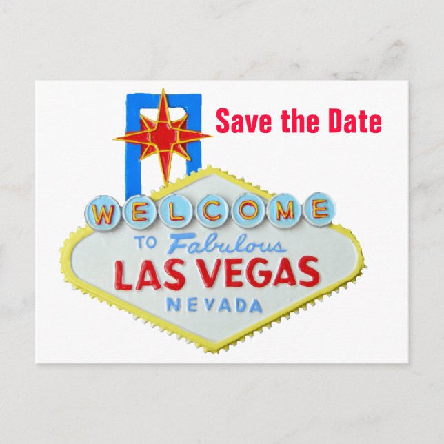 Save the Date Las Vegas Hochzeiten Ankündigungspostkarte (Vorderseite)