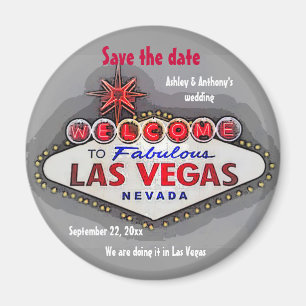 Save the Date Las Vegas Silver Gray Magnet
