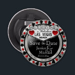 Save the Date Las Vegas - Silver & Red Flaschenöffner<br><div class="desc">Heiraten Sie bald? Eine lustige und einzigartige Art, Ihre Hochzeitspläne bekannt zu geben. Save the Date für Ihre Hochzeit ein Flaschenöffner bereit für Sie zu personalisieren. Mit den Worten "Save the Date" in einem Las Vegas Stil in Imitaten metallische Silber, Rot und Schwarz Design. ✔ Hinweis: Nicht alle Vorlagenbereiche müssen...</div>