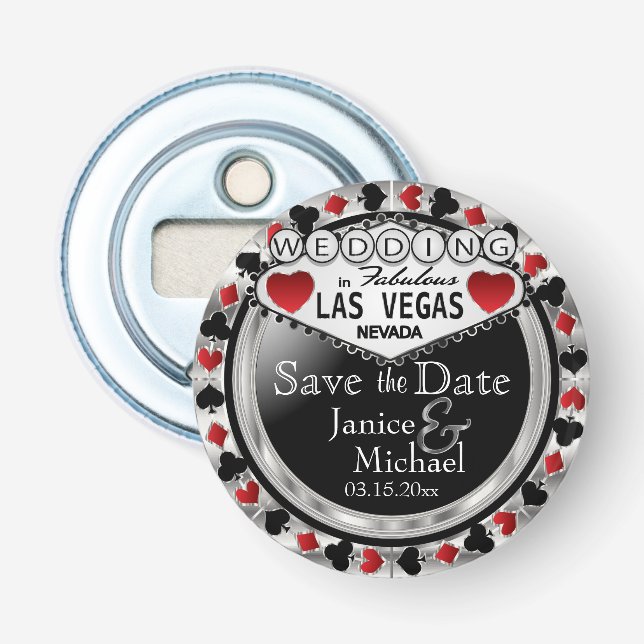 Save the Date Las Vegas - Silver & Red Flaschenöffner (Vorderseite)