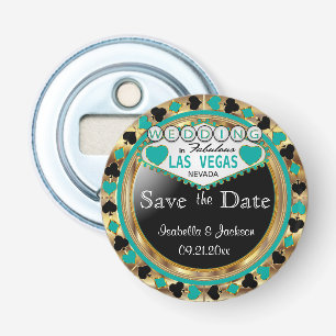 Save the Date Las Vegas Style - Aquamarin Flaschenöffner