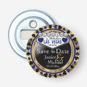Save the Date Las Vegas Style - Dunkelblau Flaschenöffner