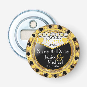 Save the Date Las Vegas Style - Gelb Flaschenöffner