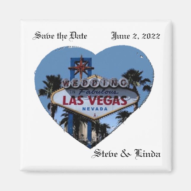 Save the Date Las Vegas Wedding 2 Inch Sq Magnet (Vorne)