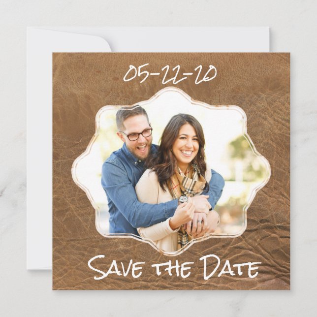 Save the Date Leather Theme (Vorderseite)