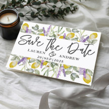 Save the Date Lemons & Lavender Wedding