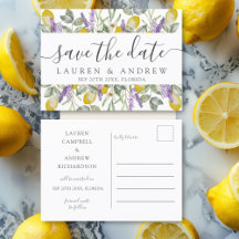 Save the Date Lemons & Lavender Wedding