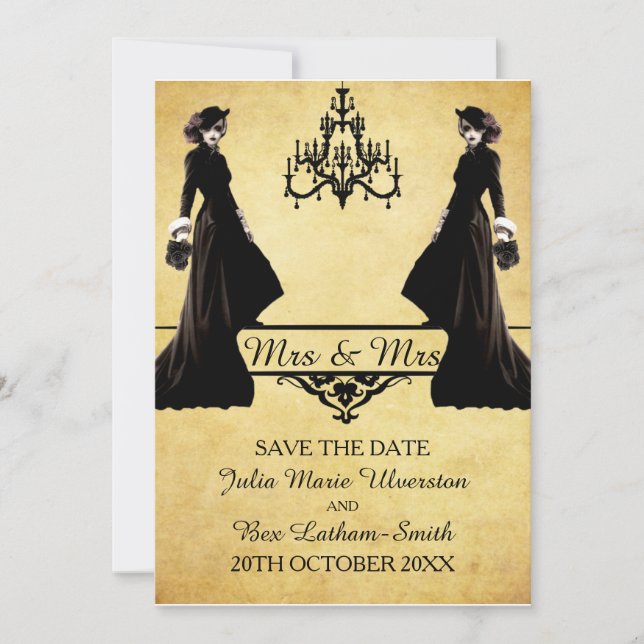 Save the Date - Lesbischer Gothic Steampunk Style (Vorderseite)